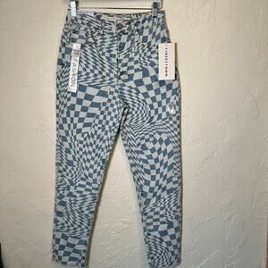 NWT Tinseltown Size 5 Checkered Jeans Hi-Rise The Mom Jean 27 Waist Skinny